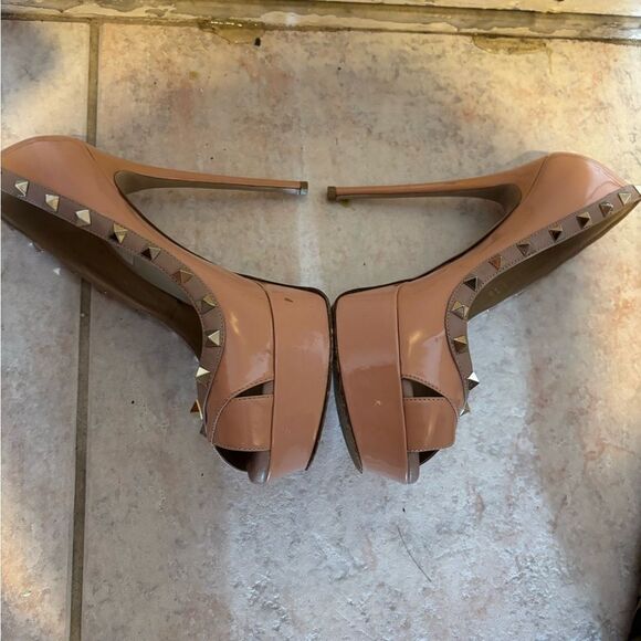 Valentino platform pumps heels babydoll dress open toe sandals stud spike shoes - Picture 5 of 13